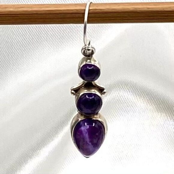 YYx Amethyst & Sterling 925 Silver Dangle Earrings - Picture 5 of 10
